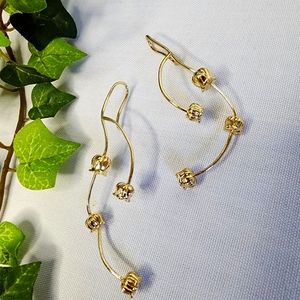 Gold Filled Wavy Flower Drop Earrings